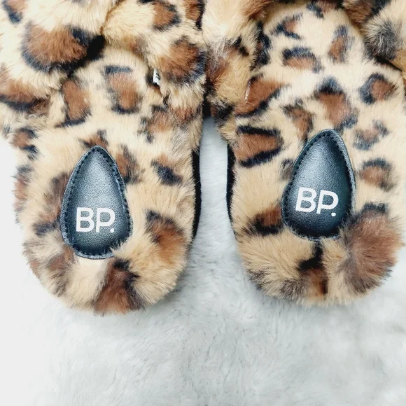 NEW BP. Bundle Of Two Sophie Brown Leopard Faux Fur Criss Cross Slippers S131 - Picture 4 of 9